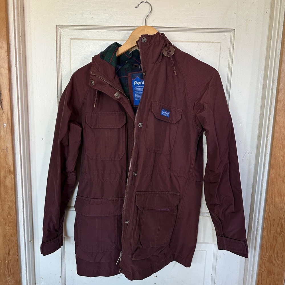 Penfield Burgundy Military Field Jacket with Hood